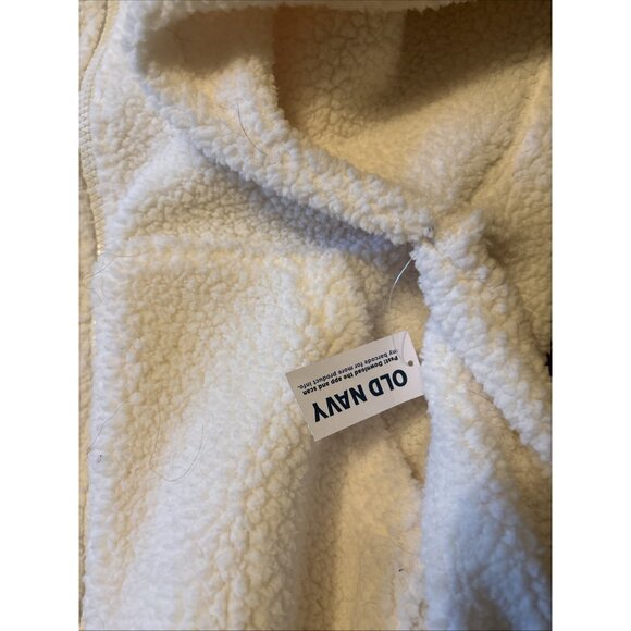 Old Navy White Sherpa Jacket Size Medium Cropped NWT - Picture 6 of 8